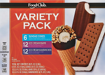 Food Club 30 ct. Variety Pack Ice Cream Novelties product image.