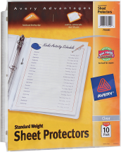 Avery Sheet Protectors or Helix Protractor & Compass Set product image.