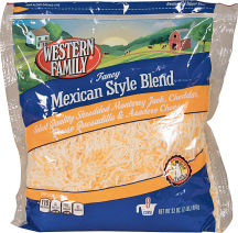 Western Family 32 oz. Select Varieties Shredded Cheese product image.